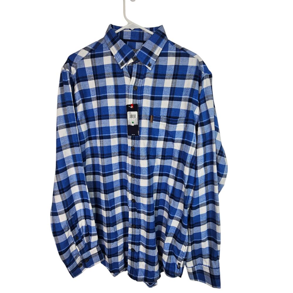 IZOD Mens Plaid Flannel Shirt Sz LT Button Down Business Casual Outdoor Classic